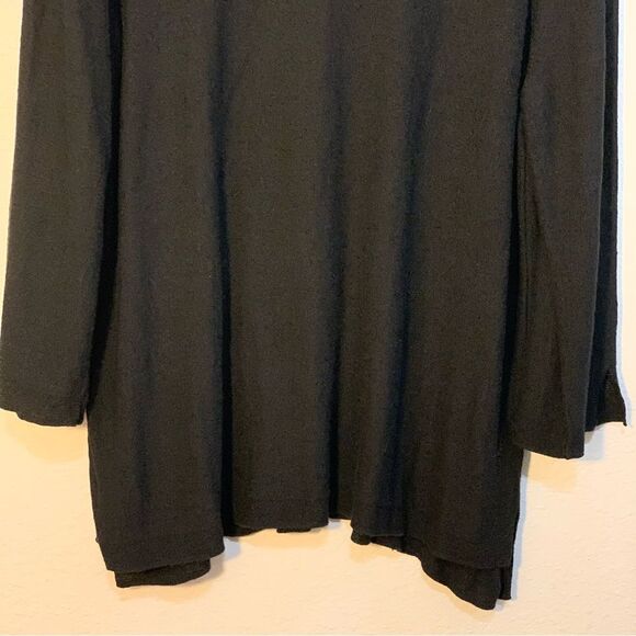 J. JILL Tunic 59% Linen Blend Women’s XL Black Long Bell Sleeve Slit Scoop Neck. - Picture 6 of 15